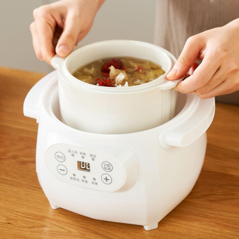 Electric Stew Pot 1L 200W with Ceramic Liner, Slow Cooker