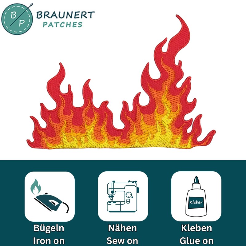 BP BRAUNERT PATCHES - Fire Flames Patch for Iron-On or