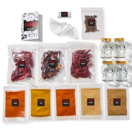 The Good Hurt Fuego by Thoughtfully, DIY Hot Sauce Set, Includes 4 Skull Shaped Reusable Glass Jars, 2 Funnels, Seasonings, Gloves and Recipe Book to Make Your Own Hot Sauce