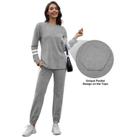 RUBZOOF Tracksuit for Women Set Plus Size Two Piece Lounge Wear Sweatsuit Outfits Gray 3XL