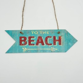 Second Ave to The Beach Rustic Arrow Wooden Hanging Home Seaside Holiday Sign Plaque