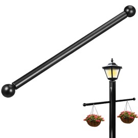 Awleynz 16 Inch Steel Lamp Post Cross Bar Ladder Rest with Removable Knobs, Black, Outdoor Post Light Accessories