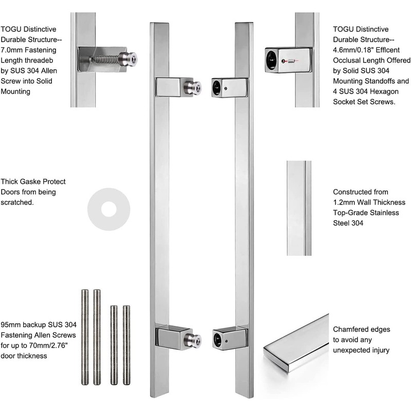 TOGU TG-6018 24 inches Solid Standoffs Heavy-Duty Commercial Grade-304 Stainless