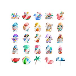 Summer Time Gnomes Nail Art Decals - Beach Nail Decals- Waterslide Nail Art Decals