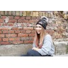 Linette Women's Winter Hat Black with Gold Print Handmade Hat,