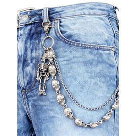 Men's Adjustable Belt Chain - Punk Biker Wallet Chain, Anti-Tangle Pants Chain for Daily & Motorcycle Use