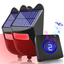 Solar Driveway Alarms Wireless Outside Weatherproof Motion Detector & Sensor for 1000ft Long Range - No Need Replace Batteries Security Driveway Alert System - Monitor & Protect Outside Property