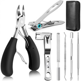 Triko Kit de Manicura Profesional, 7 Piezas de Accesorios de Manicura, Cortaúñas Gruesas para Adultos Mayores, Cortauñas para Adultos con Mango Largo, Cortauñas Grandes para Uñas Gruesas