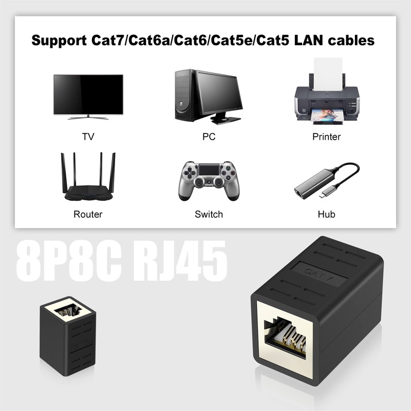 VCELINK RJ45 Coupler Cat7 Shielded, Ethernet Connector Female to Female