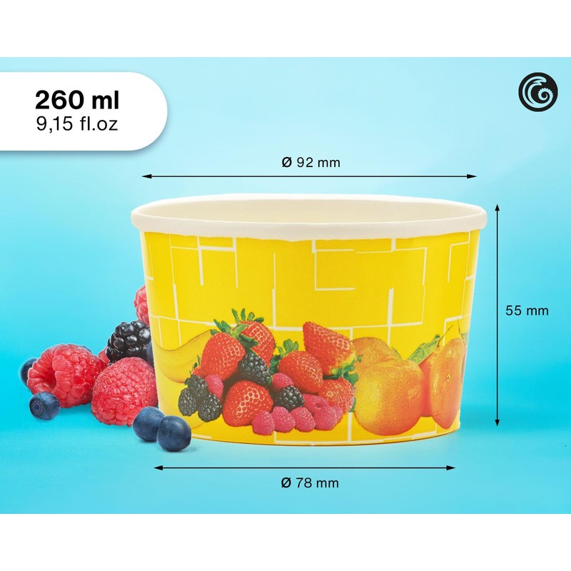 50x ice Cream Cup, Cardboard ice Cream Cup, Fruit Cup