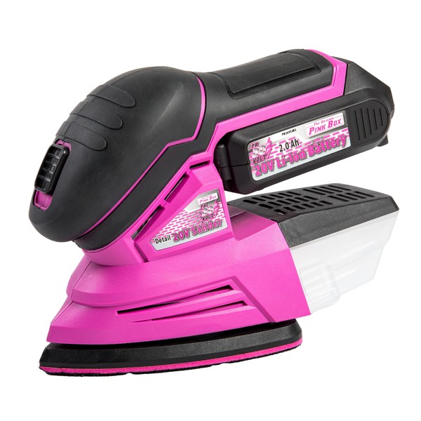 The Original Pink Box 20-Volt Li-ion Brushless Cordless Detail Sander With 4Ah Battery, Pink