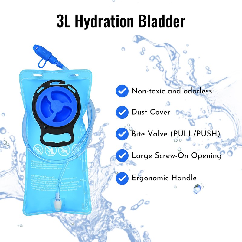 Zavothy Hydration Backpack with 3L Water Bladder Small Hiking Water