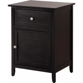 Glory Furniture Izzy 1 Drawer 1 Door Nightstand in Black