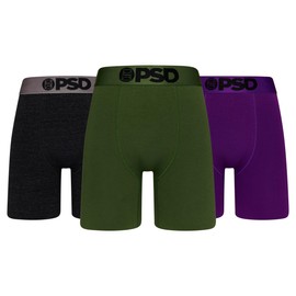 PSD Underwear Mens Boxer Briefs - Solid Dark Mode 3 Pack, 7 Inch Inseam, Moisture-Wicking, 4-Way Stretch, Boxer Briefs for Men Pack
