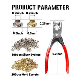 Niukuyu 500Piece Leather Hole Punch Pliers Grommets Kit with 500 Metal Gold and Silver Leather, Shoes