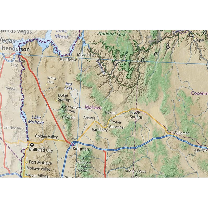 Arizona State Physical Map - 16.5 x 19.5 Inches -