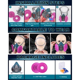 vvuvnem Respirator Mask with 2097 Filters, Reusable Respirator Mask for Resin, Chemical, Spraying Paint, Cleaning, Spraying, etc