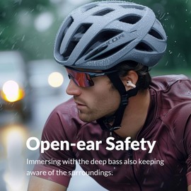 TONEMAC Q7 Wireless Open-Ear Headphones Bluetooth 5.3 Earbuds, Ultra Lightweight for Comfortable Clip On, DT 6.0 Technology for Personal Deep Bass, 34H Playtime Earphones, USB-C Quick Charge -White