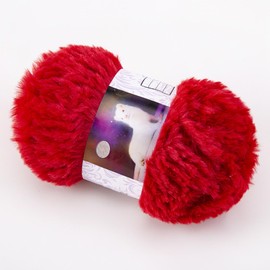 BEEFLYING 33 Yard Soft Fur Yarn Chunky Fluffy Faux Fur Eyelash Yarn for Crocheting Knitting Scarf Scarves Blanket DIY Toy Doll, 30 Meters, Red
