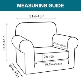 Turquoize 2 Piece Chair Covers for Living Room Armchair Couch Cover with Individual Cushion Covers Furniture Cover for Chairs Feature Jacquard Fabric (Chair, Ivory)