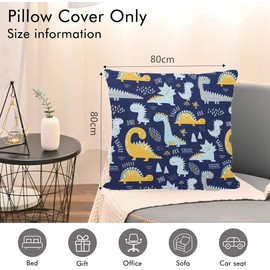 Children's Cushion Cover Decorative Patterned 80 x 80 cm, 1 Pack Baby Toddler Cushion Covers for Prams, Organic Cotton Pillowcase with Zip