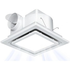 Nalle Ventilation Fans Bathroom Exhaust Fan with Light 9.6 inch Panel 6000K 12W Square LED 112 CFM 1.0 Sones 4 Inch Duct 110V Quiet Ceiling Mount Exhaust Fan for Shower,Bathroom,Office,Home (FFL-200)
