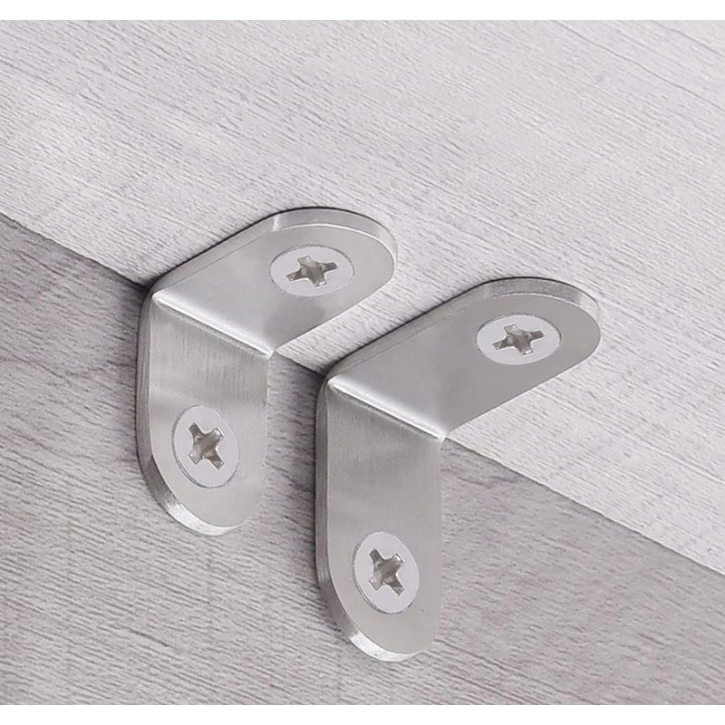 20Pcs Stainless Steel L Brackets - 20mm Right Angle Corner
