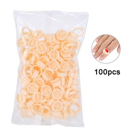 Semme Taza del Anillo del Tatuaje, Taza de la Tinta del Pigmento del Anillo 100Pcs Taza del Anillo del Tatuaje de la ceja Microblading Pigment Holder Glue(L)