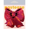 PASTEASE Nipple Pasties - Bow: Holographic Red Bows Nipple Pasties