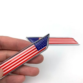 2Pcs USA Flag Metal Emblem Decals,3D American US United States National Flag Styling Badge Emblems for Car Side Fender/Rear/Front Truck/SUV/Motorcycle Self-Adhesive Sticker
