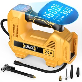 DIYtoolifz 160PSI Cordless Tire Inflator Compatible with Dewalt 20V Air Compressor, Portable Air Pump Automatic Shut Off, LED Light, Digital Pressure Gauge for Cars Motorcycles Bike Ball (Tool Only)