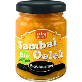 BioGourmet Sambal Oelek Extra Spicy - Yellow Organic Chili Paste with Intense Aroma, Vegan, No Additives, Perfect for Curry, Pasta & More - 103 g Jar
