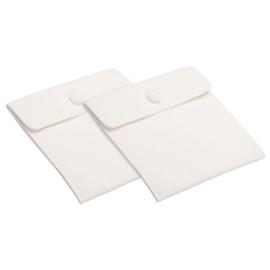 PATIKIL 5x5 Inch Jewelry Pouch, 2 Pack Soft Velvet Pouches with Snap Button Portable Storage for Rings Necklace Bracelet Earring Watch, Beige