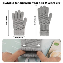 JUPSK Kids Gloves Winter Knitted Gloves Magic Full Finger Gloves Stretchy Warm Thick Children Gloves for Boys and Girls, 4-9 Years Old, 3 Pairs
