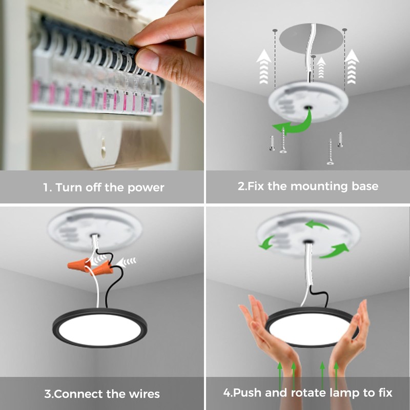 zemty 7 Inch Flush Mount Ceiling Light Fixture with Night