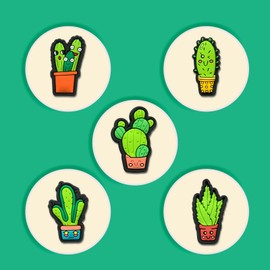BFWRGUO 18Pcs Cactus Shoe Charms, Cactus Charms Pack for Adults Shoe Decoration