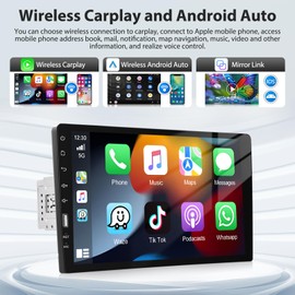 Motoris 9 Inch Single Din Car Stereo Radio with Built-in D-Play & Android Auto, Bluetooth, Voice Control, FM Radio, Touch Screen Auto Radio Support USB/TF/SWC/Rear Microphone Input/Rear View