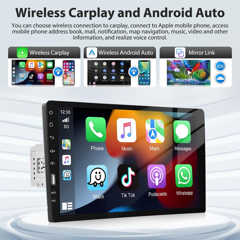 Motoris 9 Inch Single Din Car Stereo Radio with Built-in