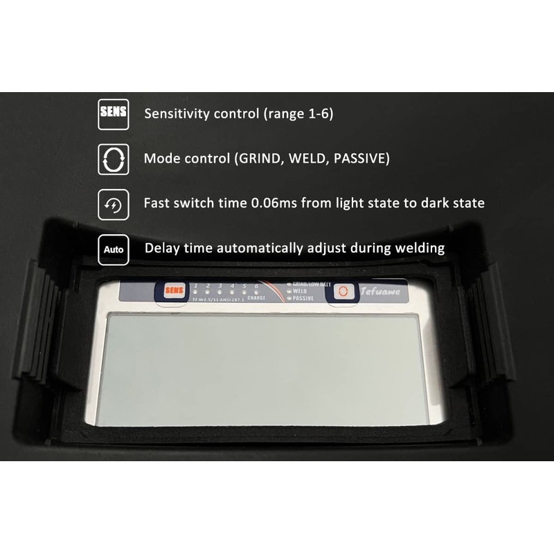 Tefuawe Hand Series 2x4 1/4 Digital Auto Darkening Welding Lens,