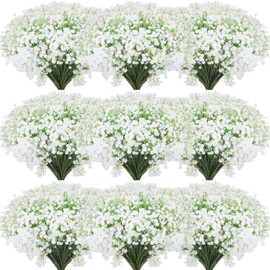 Janinka 50 Pcs Artificial Baby Breath Gypsophila Flowers Bouquets 20.5 Inch Faux Gypsophila Flowers DIY Floral Bouquets Real Touch Flowers for Arrangement Wreath Wedding Decor Home Party