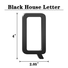 4 Inch Floating Aluminum House Address Numbers Letters, Modern Metal House Numbers for Outside, Black Metal Door Address Letter and Number for Home Garden Office Apartment (Q)
