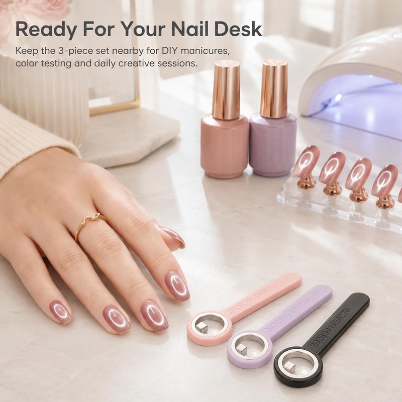 3 Pcs New Ring-Shaped Cat Eye Magnet for Nails, 2-in-1