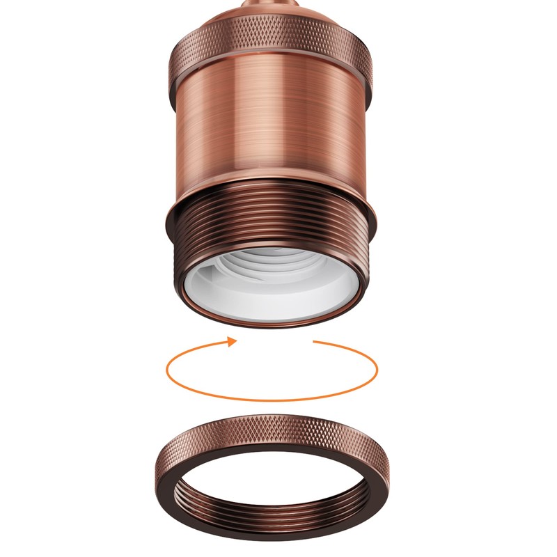 ledscom.de RETRA Pendant Light/Pendant Lamp, Textile Cable, Matte Bronze, 1x