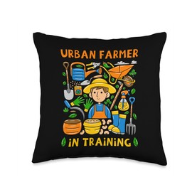 Urban Farmer In Training Gardening City Gardener Homesteader Throw Pillow