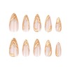 Almond Press on Nails Gold Stripes Fake Nails French Tip