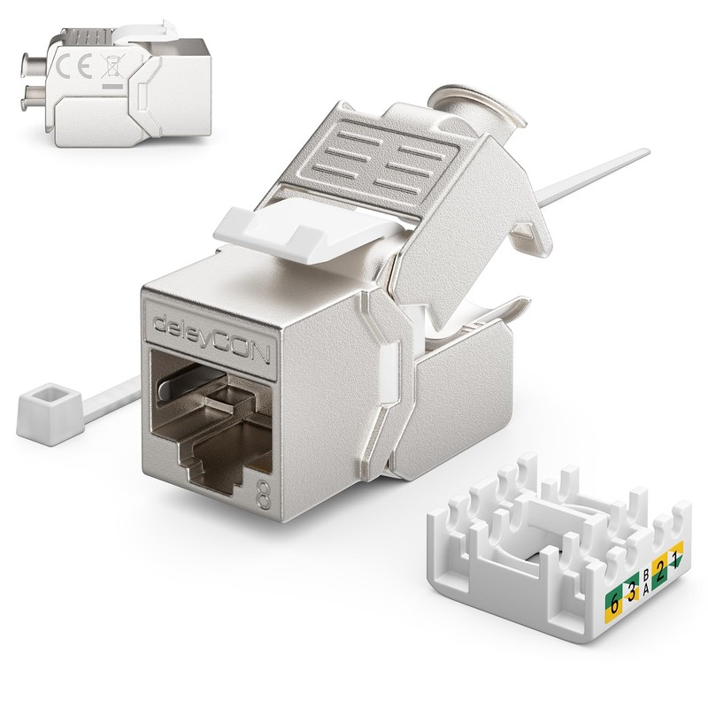 deleyCON CAT8 Network Socket Flush-Mounted RJ45 Keystone 40 Gbps, 1