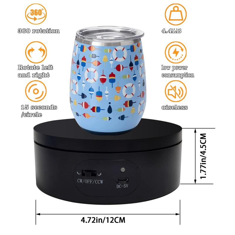 YVV Motorized Rotating Display Stand,Turner Cup Platform for Epoxy Glitter