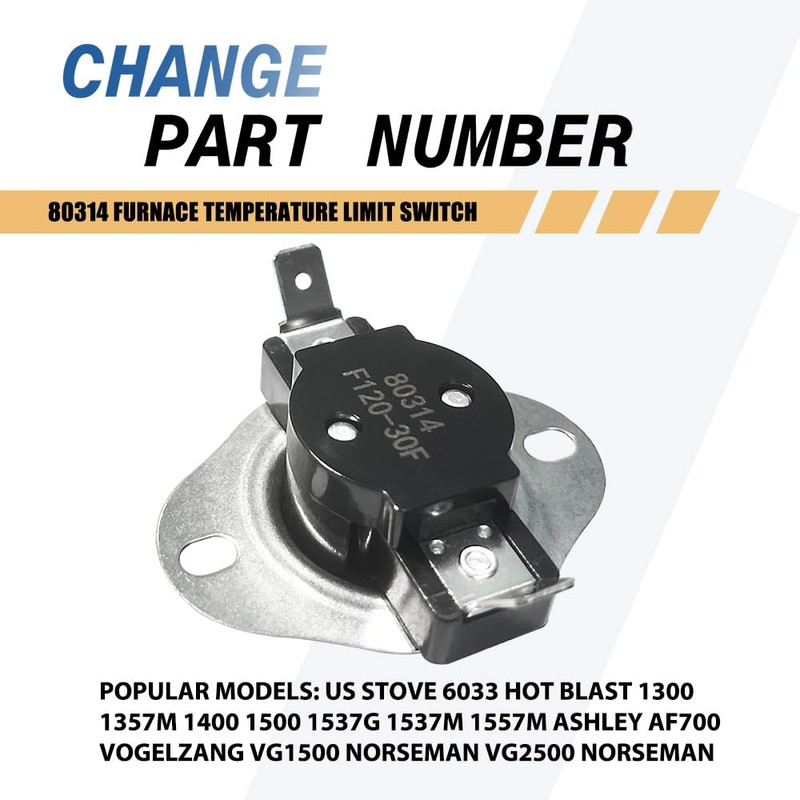 80314 Blower Fan Low Limit Thermodisc Switch Thermostat F120-30F Compatible