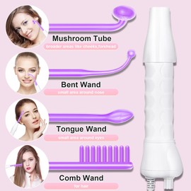 Yofuly High Frequency Stick with 4 Purple Argon Tubes HF Sticks, Portable High Frequency Face Devices, Anke, Beauty Face Machine, Face Massager for Wrinkle Reduction, Skin Tightening, Acne Treatment