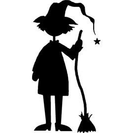 Wall Decal Witch Silhouette Holloween Broom Wicked Bat Pumkin Sticker for Home Living Room Bedroom Removeable Cute Wall Decoration - Size: 8 in x 20 in